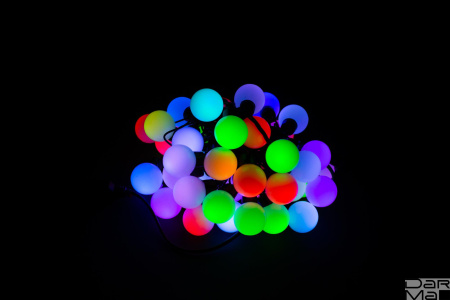 Гирлянда LED Шарики RGB 10м ф40мм медленная смена ПВХ черный провод