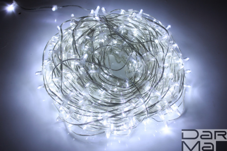 Клип Лайт Белый 666 LED ФЛЕШ шаг 15 см прозр. пров.100 м