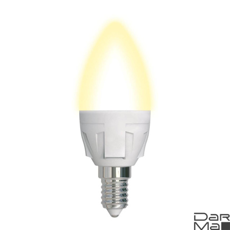 Лампа светодиодная диммируемая Uniel E14 7W 3000K матовая LED-C37 7W/3000K/E14/FR/DIM PLP01WH UL-00004296