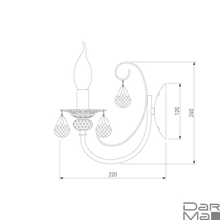 Бра Eurosvet 3305/1 белый с золотом/прозрачный хрусталь Strotskis