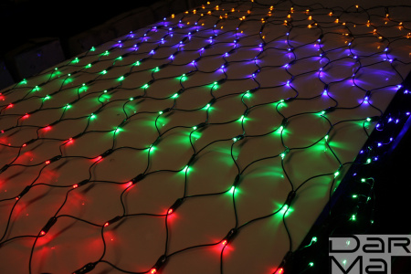 LED-SNL-288-C-2*1,5M-240V-MULTY/BL МУЛЬТИ LED на чернoм проводе, с контроллером, соединяемая