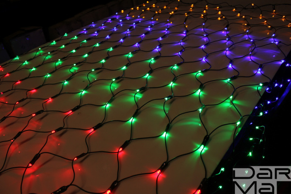 LED-SNL-288-C-2*1,5M-240V-MULTY/BL МУЛЬТИ LED на чернoм проводе, с контроллером, соединяемая