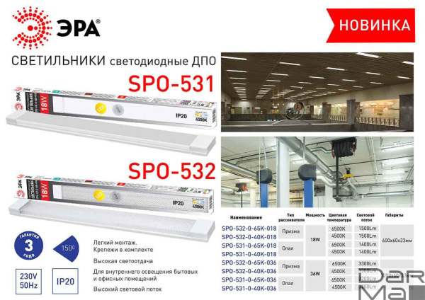 Потолочный светодиодный светильник ЭРА SPO-532-0-65K-036 Б0045363