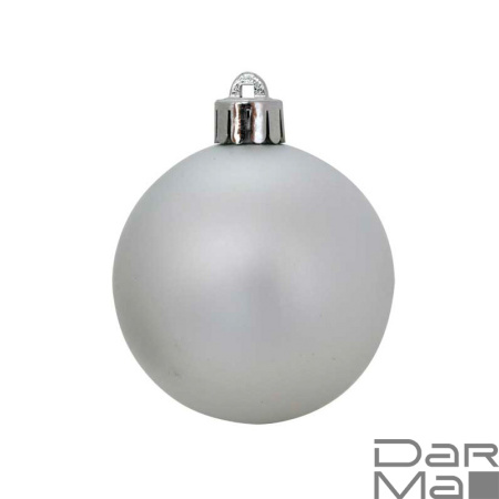 Елочный пластиковый шар 20см Серебряный матовый