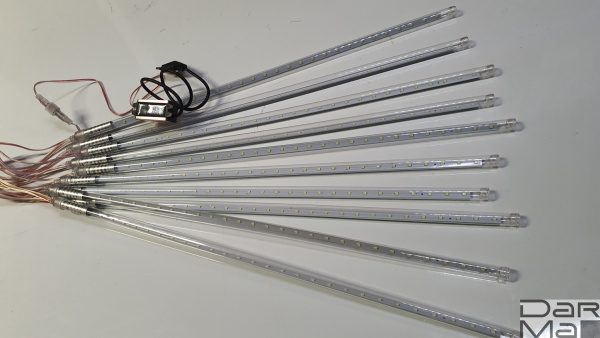 2018 Сосульки Трубки D12mm, 10шт 0,5М Бел. LED-PLM-SNOW-540SMD-0.5*4.5M-10-12V-W  не соединяемая