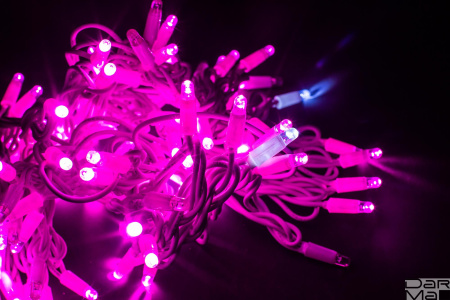 Гирлянда LED 5 м Розовая 50 LED, флэш белый  ПВХ антиморозн б/провода