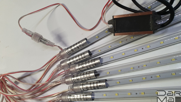 2018 Сосульки Трубки D12mm, 10шт 0,5М Бел. LED-PLM-SNOW-540SMD-0.5*4.5M-10-12V-W  не соединяемая