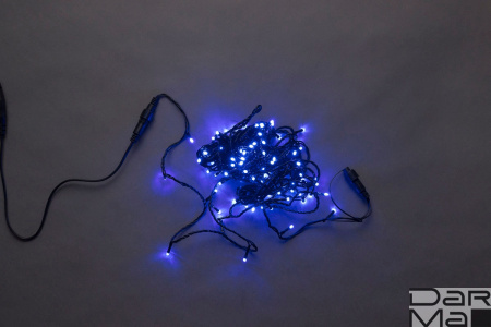 LED-PLS-100-10M-240V-B/BL-W/O, синяя / черный провод, соединяемая (без силового шнура)