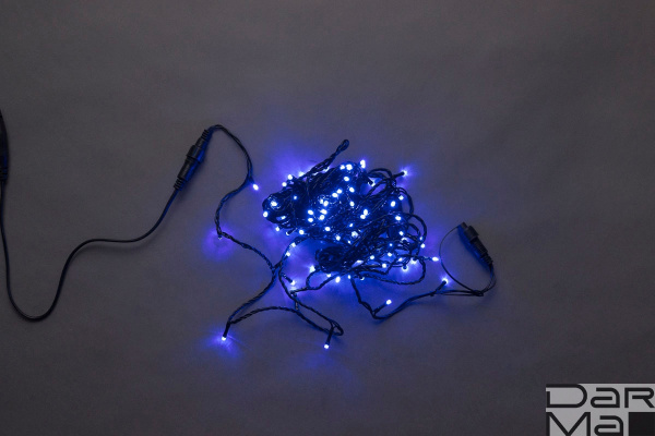 LED-PLS-100-10M-240V-B/BL-W/O, синяя / черный провод, соединяемая (без силового шнура)