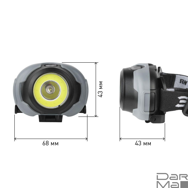 Налобный светодиодный фонарь ЭРА Пиранья от батареек 43х43х68 310 лм GB-710 Б0052752