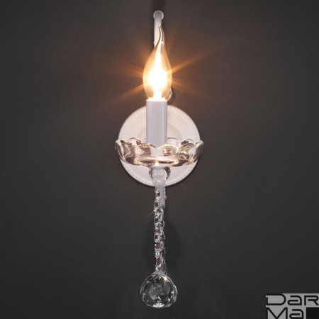 Бра Eurosvet Brezza 10107/1 глянцевый белый/прозрачный хрусталь Strotskis