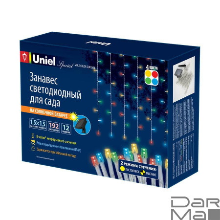 Гирлянда на солнечных батареях Uniel Занавес USL-S-132/PT1515 Multicolor Curtain UL-00006539