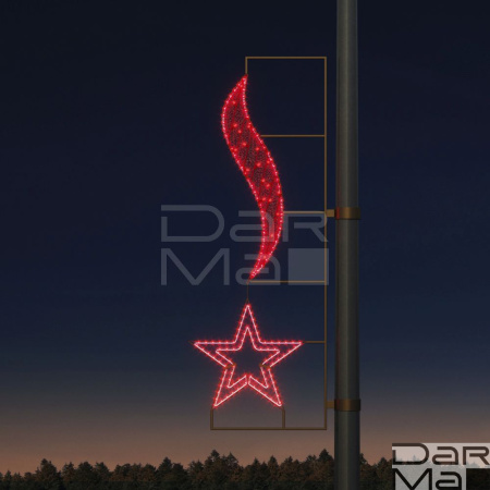 Светодиодная консоль DarMa "Двойная звезда со всполохом" на металлокаркасе, цвет: R, красный дек