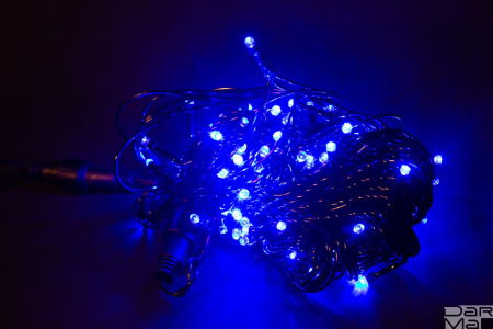 Гирлянда LED ""Стринг Лайт"", 10м Синяя, 8,8W, 100LED (шаг 10см ), соед. До 10 шт F-SL-010-B  "