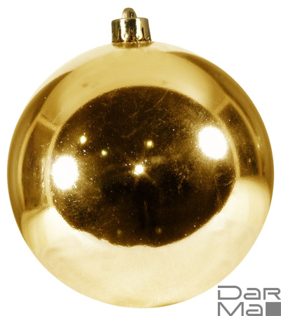 Елочный пластиковый шар 25см Золотой глянцевый