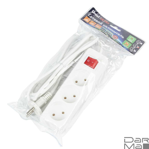 Удлинитель Uniel Ultra 3гн х 2м б/з S-CU3-2B White UL-00009994