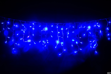 Светодиодная Бахрома 2м*0,7м  Флэш, цвет. Синий, белый провод каучук
