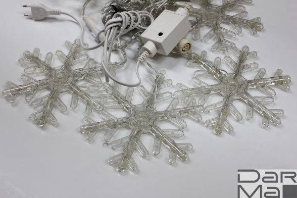 СНЕЖИНКИ с контр.LED-SNOW-CL(198)-8-2,5М-230V-W NEW