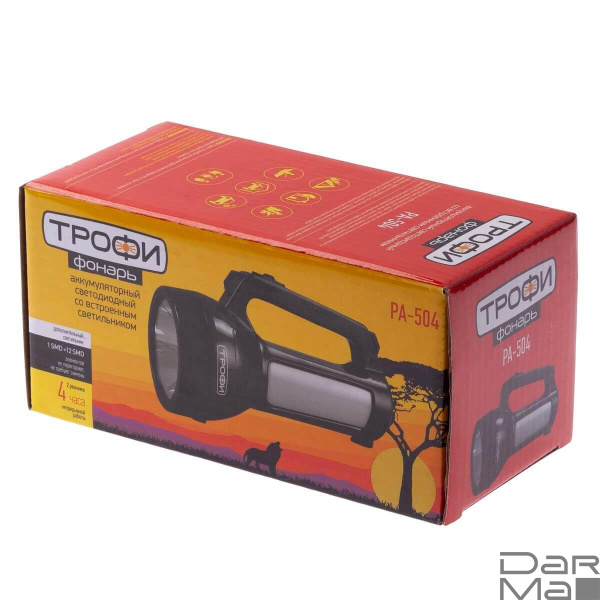 Фонарь-прожектор светодиодный ЭРА Трофи аккумуляторный 170х105х75 100 лм PA-504 Б0042439