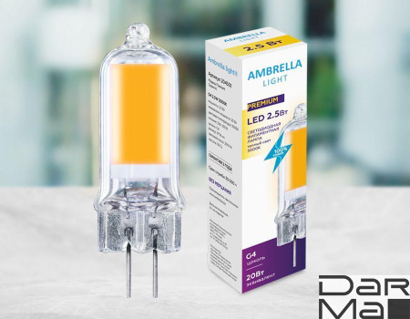 Лампа светодиодная филаментная Ambrella light G4 2,5W 3000K прозрачная 204501