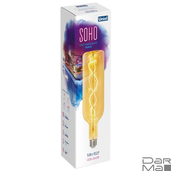 Лампа светодиодная Uniel E27 5W золотой LED-SF21-5W/SOHO/E27/CW GOLDEN GLS77GO UL-00010070