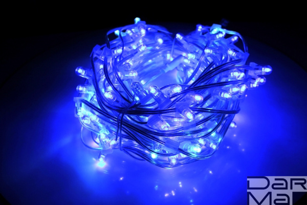Клип Лайт Синий 666 LED ФЛЕШ шаг 15 см прозр. пров.100 м