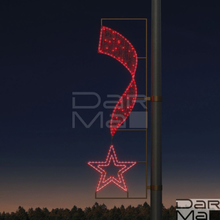 Светодиодная консоль DarMa "Двойная звезда с лентой" на металлокаркасе, цвет: R, красный деконет