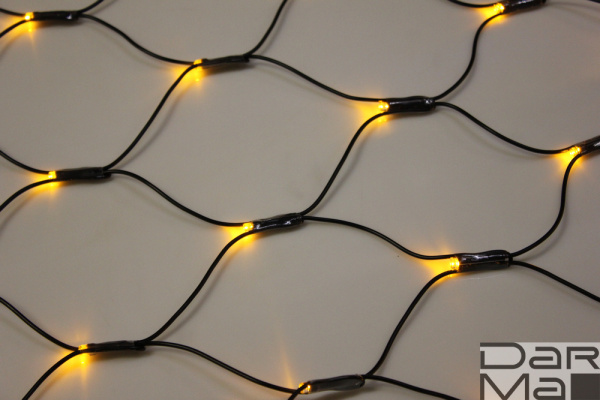 LED-SNL-288-C-2*1,5M-240V-Y/BL ЖЕЛТЫЕ LED на чернoм проводе, с контроллером, соединяемая