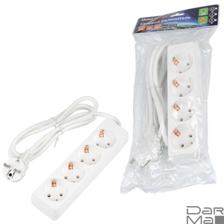 Удлинитель Uniel Ultra 4гн х 1,5м с/з S-GCU4-1,5 White UL-00010005