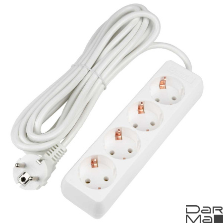 Удлинитель Uniel Ultra 4гн х 5м с/з S-GCU4-5 White UL-00010007