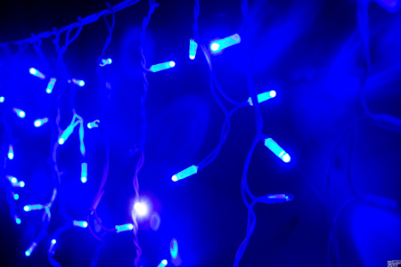 Светодиодная Бахрома 3м*0,7м  Флэш, цвет. Синий, белый провод каучук