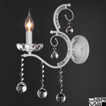 Бра Eurosvet Brezza 10107/1 глянцевый белый/прозрачный хрусталь Strotskis