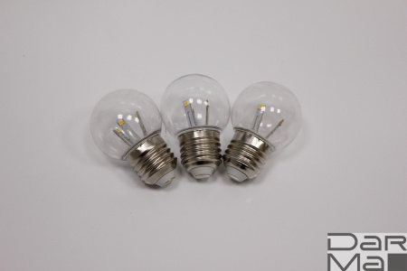 E27 BULB-6 SMD-240V-WW, G45, 6 SMD, прозрачная колба